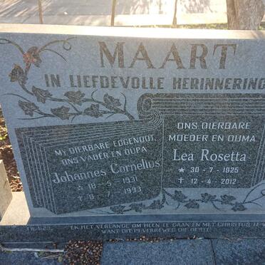 MAART Johannes Cornelius 1931-1993 & Lea Rosetta 1925-2012