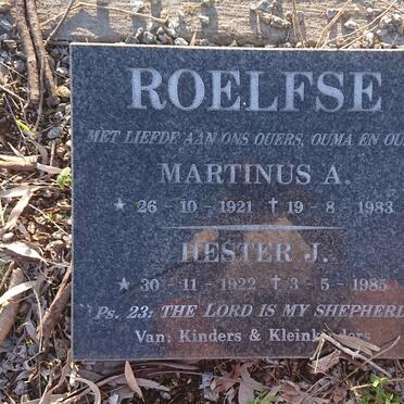 ROELFSE Martinus A. 1921-1983 & Hester J. 1922-1985