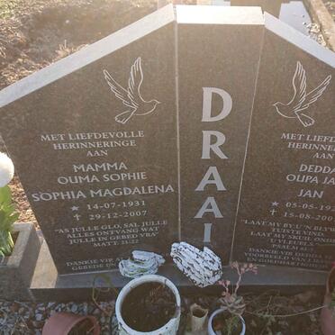 DRAAI Jan 1929-2005 & Sophia Magdalena 1931-2007