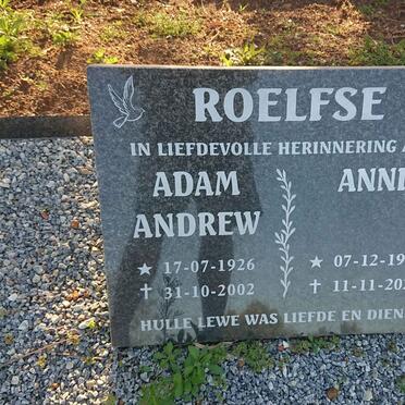 ROELFSE Adam Andrew 1926-2002 & Annie 1930-2020