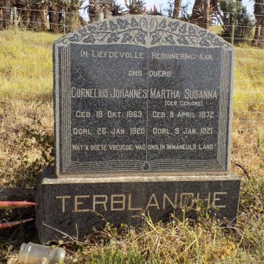 TERBLANCHE Cornelius Johannes 1863-1920 &amp; Martha Susanna GERICKE 1872-1921