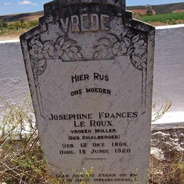 ROUX Josephine Frances, le formerly MULLER nee SMALBERGER 1866-1920