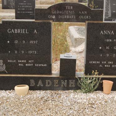 BADENHORST Gabriel A. 1897-1973 &amp; Anna S.E. FOURIE 1895-1973