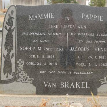 BRAKEL Jacobus Hendrik, van 1881-1963 &amp; Sophia M. FICK 1898-1968