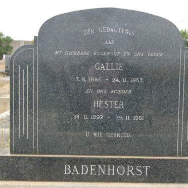 BADENHORST Gallie 1886-1963 &amp; Hester 1892-1981