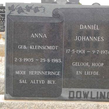 DOWLING Daniel Johannes 1901-1974 &amp; Anna KLEINSCMIDT 1905-1985