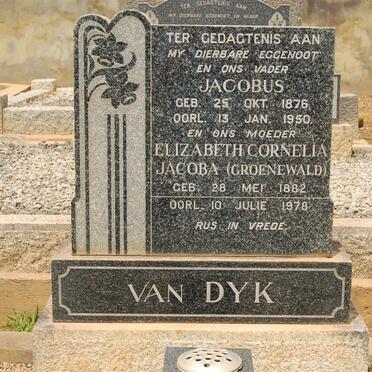 DYK Jacobus, van 1876-1950 &amp; Elizabeth Cornelia Jacoba GROENEWALD 1882-1978