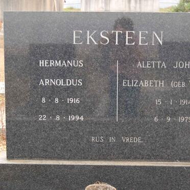 EKSTEEN Hermanus Arnoldus 1916-1994 &amp; Aletta Johanna Elizabeth WESSELS 1914-1979