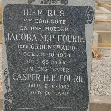 FOURIE Casper H.B. -1967 &amp; Jacoba M.P. GROENEWALD -1954