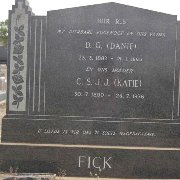 FICK D.G. 1882-1965 &amp; C.S.J.J. 1890-1976
