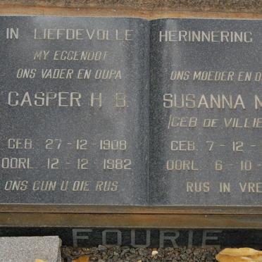 FOURIE Casper H.B. 1908-1982 &amp; Susanna M.M. de VILLIERS 1906-1984