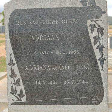 FICK Adriaan J. 1877-1956 &amp; Adriana J. FICK 1881-1944
