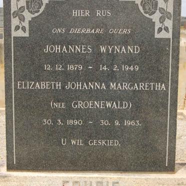 FOURIE Johannes Wynand 1879-1949 &amp; Elizabeth Johanna Margaretha GROENEWALD 1890-1963