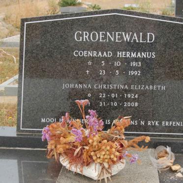 GROENEWALD Coenraad Hermanus 1913-1992 &amp; Johanna Christina Elizabeth 1924-2008