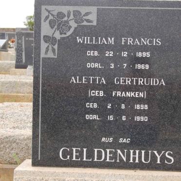 GELDENHUYS William Francis 1895-1969 &amp; Aletta Gertruida FRANKEN 1898-1990