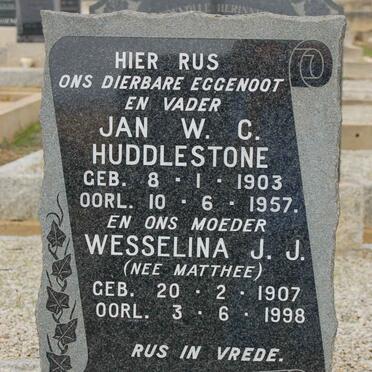 HUDDLESTONE Jan W.C. 1903-1957 &amp; Wesselina J.J. MATTHEE 1907-1998