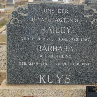 KUYS Bailey 1875-1957 &amp; Barbara NEETHLING 1884-1977