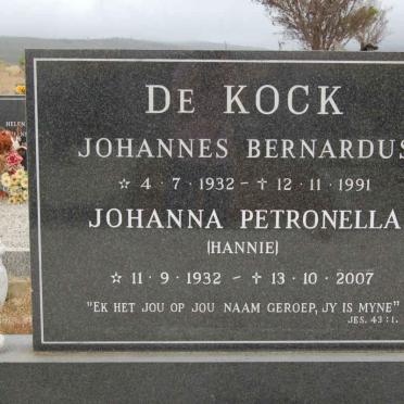 KOCK Johannes Bernardus, de 1932-1991 &amp; Johanna Petronella 1932-2007