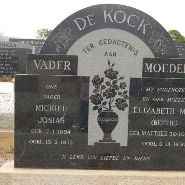 KOCK Michiel Josias, de 1894-1972 &amp; Elizabeth M.C. MATTHEE 1896-1970