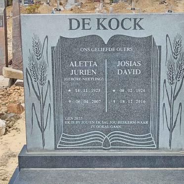 KOCK Josias David, de 1924-2016 &amp; Aletta Jurien NEETLING 1923-2007