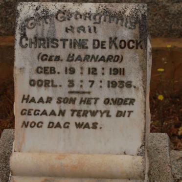 KOCK Christine, de nee BARNARD 1911-1936
