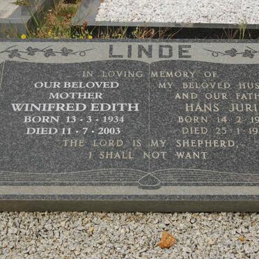 LINDE Hans Jurie 1930-1986 &amp; Winifred Edith 1934-2003