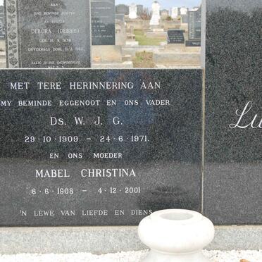 LUBBE W.J.G. 1909-1971 &amp; Mabel Christina 1908-2001