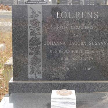 LOURENS Johanna Jacoba Susanna nee BADENHORST 191?-1979