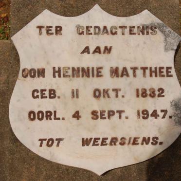 MATTHEE Hennie 1882-1947