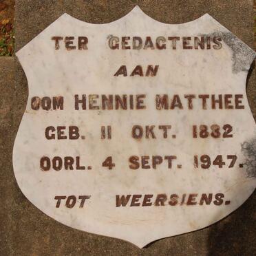 MATTHEE Hennie 1882-1947