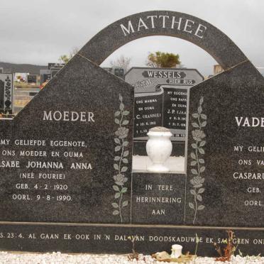 MATTHEE Casparus Johannes 1911-1984 &amp; Elsabe Johanna Anna FOURIE 1920-1990