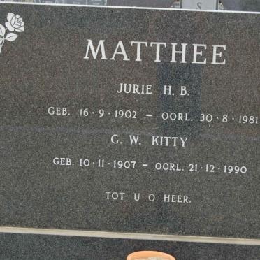 MATTHEE Jurie H.B. 1902-1981 &amp; C.W. 1907-1990