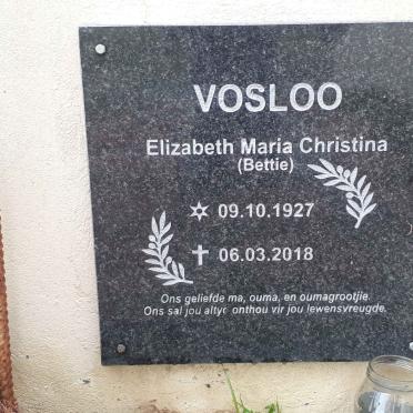 VOSLOO Elizabeth Maria Christina 1927-2018
