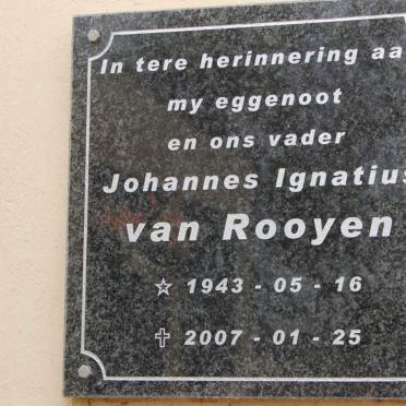 ROOYEN Johannes Ignatius, van 1943-2007