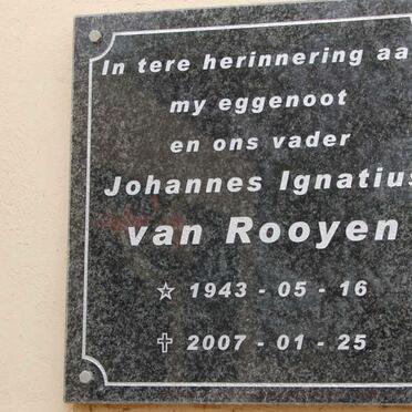 ROOYEN Johannes Ignatius, van 1943-2007