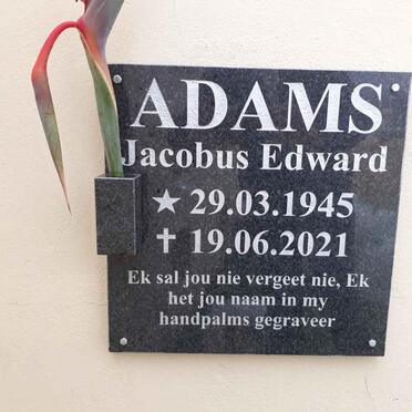 ADAMS Jacobus Edward 1945-2021