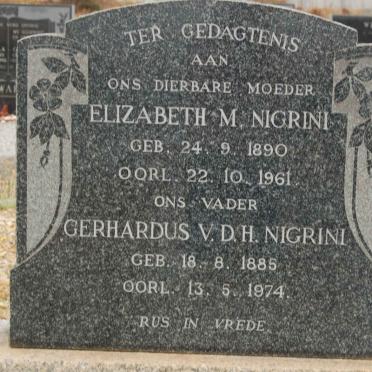 NIGRINI Gerhardus V.D.H. 1885-1974 &amp; Elizabeth M. 1890-1961