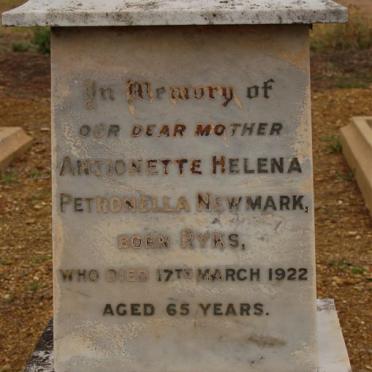NEWMARK Antionette Helena Petronella nee RYKS -1922