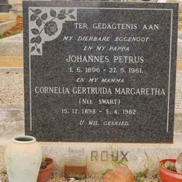 ROUX Johannes Petrus 1896-1961 &amp; Cornelia Gertruida Margaretha SWART 1898-1982
