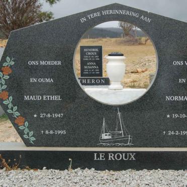 ROUX Norman Keith, le 1945-1999 &amp; Maud Ethel 1947-1995