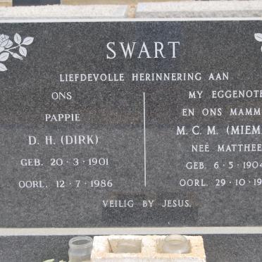 SWART D.H. 1901-1986 &amp; M.C.M. MATTHEE 1904-1981