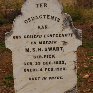 SWART M.S.H. nee FICK 1852-1920