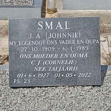SMAL J.A. Johnnie 1909-1989 &amp; C.J. Cornelie TALJAARD 1927-2022
