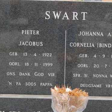 SWART Pieter Jacobus 1922-1999 &amp; Johanna Alida Cornelia BINDEMANN 1934-1993