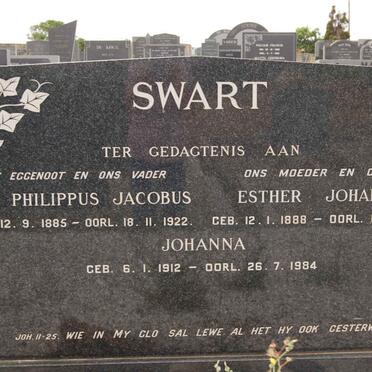 SWART Jan Philippus Jacobus 1885-1922 &amp; Esther Johanna 1888-1980 :: SWART Johanna 1912-1984