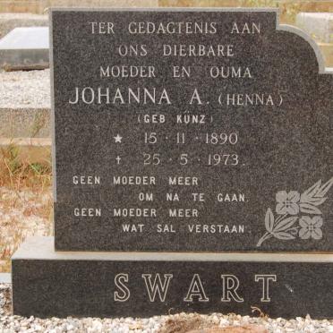 SWART Johanna A. nee KUNZ 1890-1973