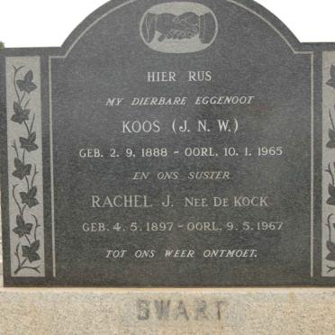 SWART J.N.W. 1888-1965 &amp; Rachel J. DE KOCK 1897-1967
