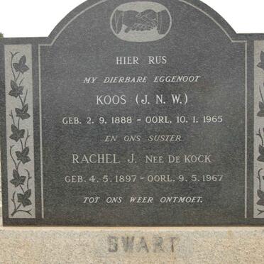 SWART J.N.W. 1888-1965 &amp; Rachel J. DE KOCK 1897-1967