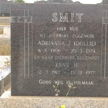SMIT Erns H. 1913-1977 &amp; Adriaana J. 1906-1974