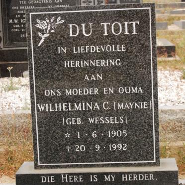 TOIT Wilhelmina C., du nee WESSELS 1905-1992